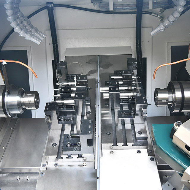 dual spindle and dual blade row swiss lathe